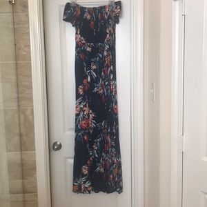 Off the shoulder Tropical Maxi Dress